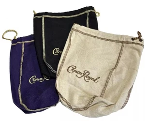 Retro Crown Royal Bags Purple Black Ivory Gold Copper Threads Lot of 3 - Picture 1 of 8