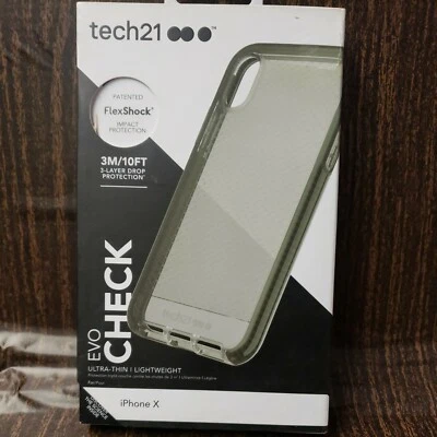 🎅 Tech21 Evo Check Case Apple iPhone X Ultra-thin I Lightweigh Smokey Black🆕️  - Image 1 of 2