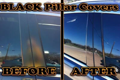 Black Pillar Posts for Buick Riviera (2dr) 86-93 4pc Set Door Cover Trim Piano - Image 1 of 4