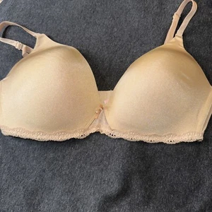 Victoria's Secret Bra 34D Plunge Wired Lightly Padded Nude Tan Convertible Strap - Imagen 1 de 7