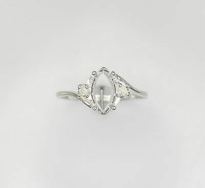 Marquise with Accents Bypass Sterling Silver Ring Setting - Image 1 of 3