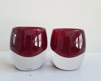 Crate and Barrel Diva Votive Ruby Red Glass Candle Holders, set of 2.  3.25"H - Изображение 1 из 4