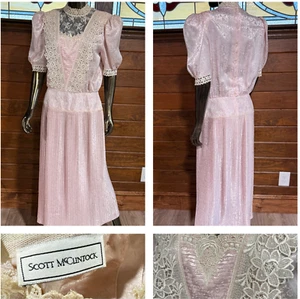 Vintage Scott McClintock Kleid 6/8 Jacquard Spitze 80er Victorian Cottagecore Tee Party - Bild 1 von 17