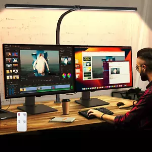 Double Head LED Desk Lamp with Remote Control for Home Office 24W Brightest Comp - Picture 1 of 12