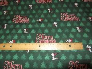Green Christmas Tree Snoopy Merry Christmas Cotton Fabric by the Yard - Picture 1 of 1