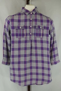 Old Navy Girls Multicolor Plaid 3/4 Sleeve Pullover Blouse Top Size L /10-12 - Picture 1 of 3