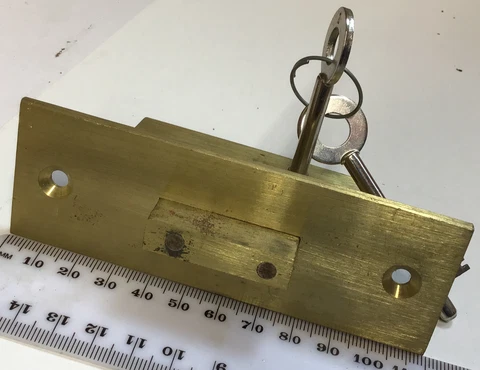 Antique Brass Lock ,2 keys, New Very Old Stock Cover