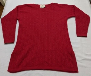 Express Tricot Red Cable Knit Lambswool Crewneck Sweater Women’s Small - Picture 1 of 7