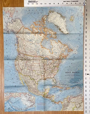 Vintage 1964 North America United States Canada Mexico Travel Highway Map - Image 1 of 2