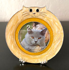 Whimsical Round Cat Picture Frame Tabletop Enamel & Metal