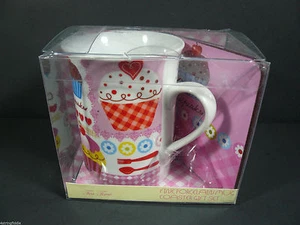 TEA TIME FINE PORCELAIN MUG & COASTER CUPCAKES GIFT SET - NEW IN BOX - Picture 1 of 6