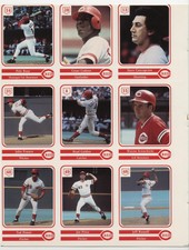 1985 Cincinnati Reds Yearbook Cards Uncut Sheet Pete Rose Cesar Cedeno Ted Power