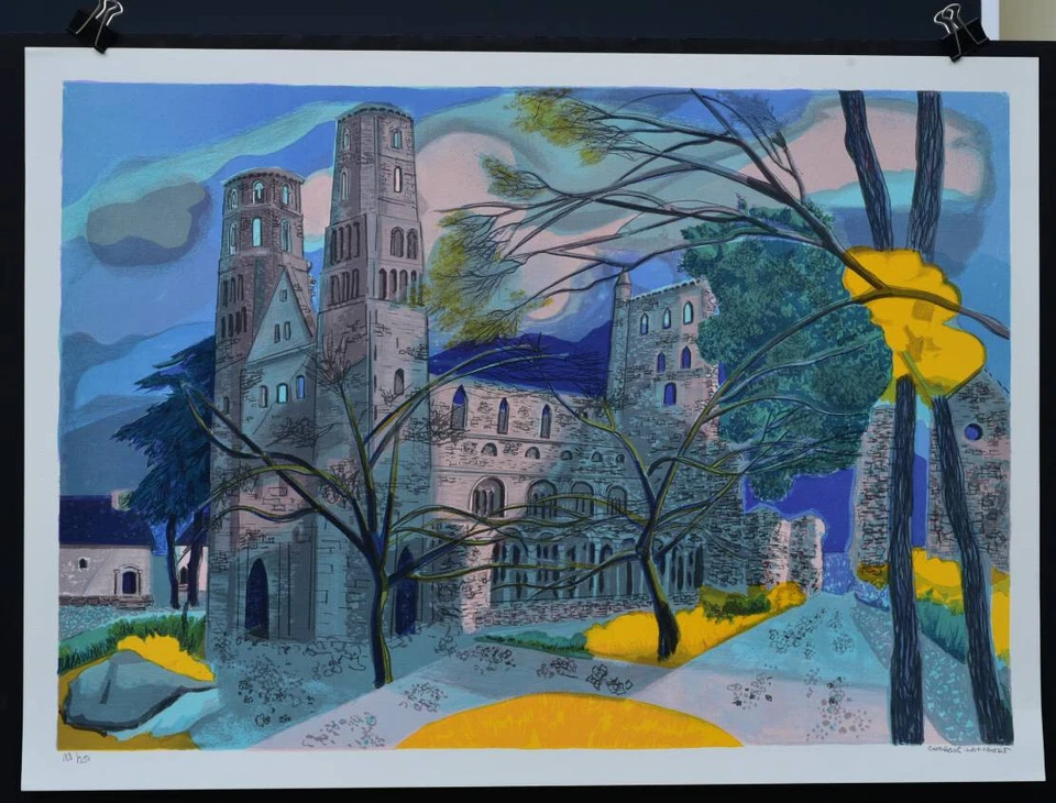 Original GEORGE LAMBERT lithograph,  Jumieges  Abbey, pencil signed and numbered - Image 1 of 1