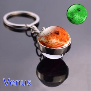 Glow In The Dark Solar System Planet Keyring Luminous Venus Glass Keychain - Picture 1 of 1