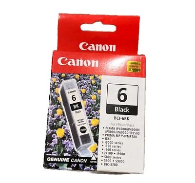 BCI-6BK INK TANK INK CARTRIDGE SEALED FOR PIXMA PRINTERS - Image 1 of 2