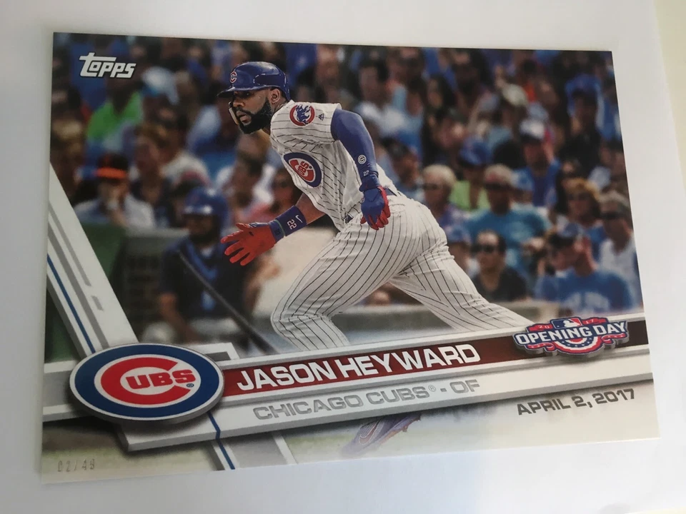 2017 Topps Opening Day 5x7 Jason Heyward Cubs 187 #’d 02/49 - Image 1 of 1