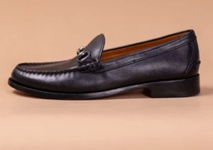 Johnston & Murphy Collection Men's Black Halstead Sheepskin Bit Loafers 9 - Picture 1 of 6