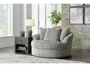 Signature Design by Ashley Lindyn Oversized Swivel Fabric Accent Chair in Gray - Picture 1 of 5