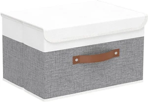 Collapsible Storage Bin, Cube Organizer Basket, Fabric Box with Lids, Washable a - Picture 1 of 12