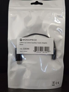 Monoprice USB-C auf 3,5 mm Audio Auxiliary Adapter - Schwarz für Android, LG, HTC - Bild 1 von 3