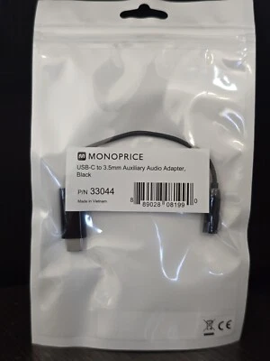 Monoprice USB-C to 3.5mm Audio Auxiliary Adapter - Black For Androids, LG, HTC - Image 1 of 3