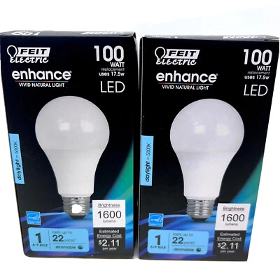Feit Electric  A19   (Medium) LED Bulb Daylight 100 Watt Equivalence pack of 2 - Image 1 of 4