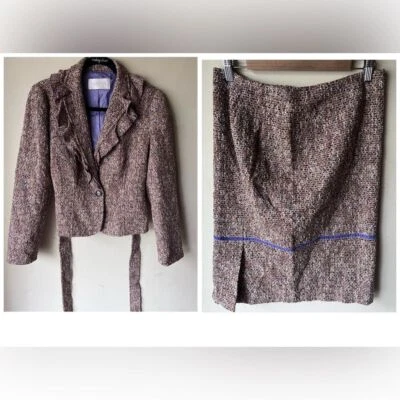 Traje chaqueta y falda de punto tweed de lana Valentino talla 44/8 Foto 1 de 4