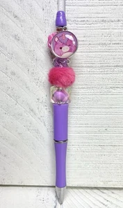 Squishmallow Unicorn Charm Purple And Pink Heart Beaded Pen Black Ball Point - Picture 1 of 4