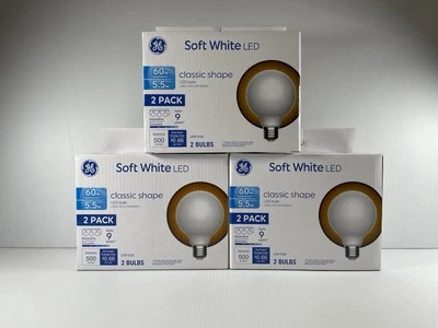 6 Light Bulbs GE Soft White LED Decorative Dimmable 500 Lumens—New in Box - Image 1 of 4