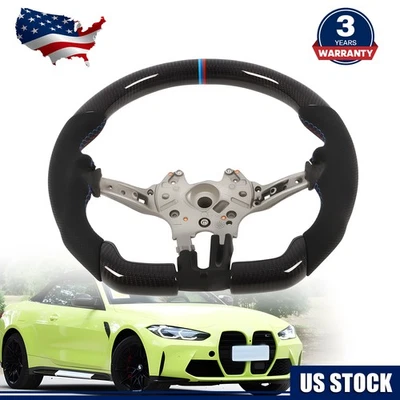Volante de fibra de carbono real apto para BMW M Sports M2 M3 M4 F80 F15 F30 Foto 1 de 4