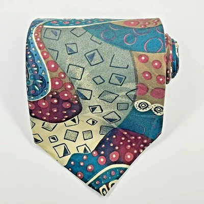 Corbata de seda para hombre Monsieur Givenchy abstracta geométrica artística formas mixtas *defecto Foto 1 de 4