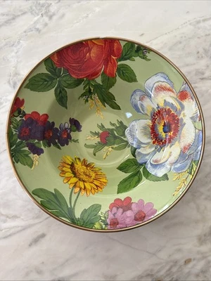 MacKenzie Childs GreenFlower Market Enamelware Breakfast Serving Bowl 8” - Image 1 of 3