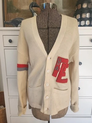 1950s Vintage Wool Letterman Sweater University Alberta Edmonton Canada Cardigan - Image 1 of 4