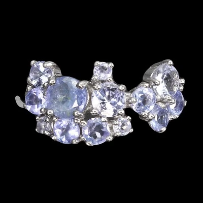 925 Sterling Silver Ring Round Blue Tanzanite 5mm Gemstone Jewelry Size 8.5 - Image 1 of 4