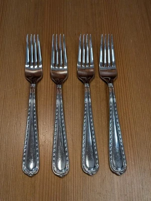 Lot (4) HAMPTON Silversmiths NOBILITY Stainless 8-1/8" Dinner Forks Fork Set VGC - Image 1 of 4