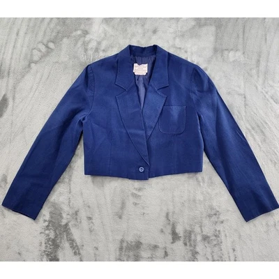 Vintage 70s Pendleton Wool Single Button Crop Blazer Size M Blue Office Career - Image 1 of 4