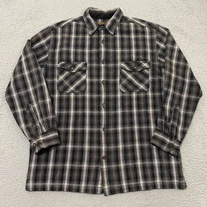 St Johns Bay Hemd Herren L Tall schwarz grau kariert Flanell Knopfleiste Langarm - Bild 1 von 15