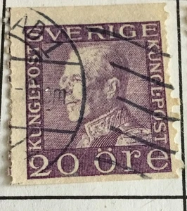Estampilla de Suecia del rey Gustavo V de 20 minerales 1921 - Imagen 1 de 1