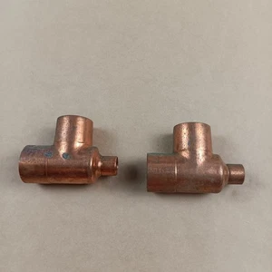 (Lot of 2) 1-1/4" x 1/2" x 1-1/4" Copper Reducing Tee CxCxC Sweat  Fitting - Picture 1 of 5