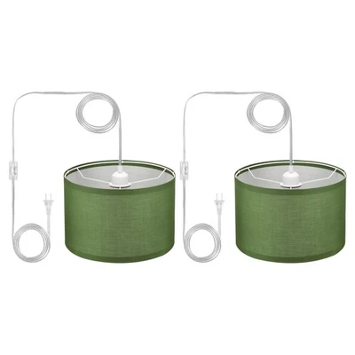 Plug in Pendant Light, 2 Pack 15Ft Rope Cord Hanging Lamp Fixture Army Green - Image 1 of 4