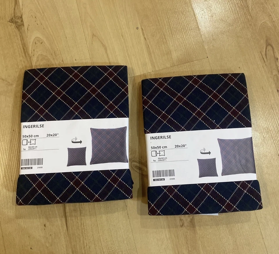 IKEA INGERLISE  2 Cushion Covers 50x50cm CRISS CROSS 100% Cotton - Image 1 of 2