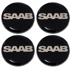 Juego de 4 centros de ruedas de gel autoadhesivos Saab Text elección de tamaños - Imagen 1 de 1