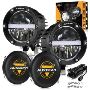 AUXBEAM 4" 100W Redondo LED Trabajo Luces de Conducción Hi & Lo Combo Cápsulas y Cubiertas de Escudo - Imagen 1 de 12