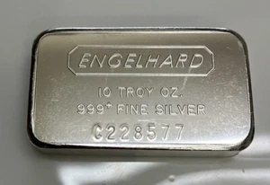 Barra de plata Engelhard de 10 oz - Serie 12 Variedad “C” plata fina 999 - Imagen 1 de 7