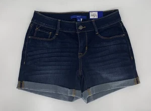 Apt 9 Blue Denim Mid Rise Rolled Cuff Stretch Casual Shorts Size 4 For Women - Picture 1 of 5