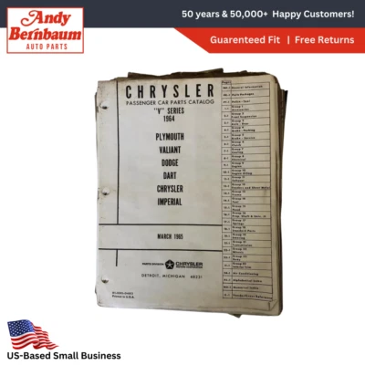 1964 Plymouth Chrysler Dodge Fabbrica Passeggero Auto Parti Letteratura Catalogo - Immagine 1 di 4