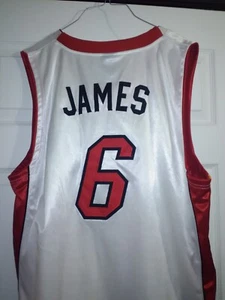 Lebron James #6 Men’s White Adidas Miami Heat NBA  Jersey Size 54 Stitched  - Picture 1 of 2