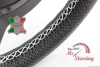 PARA SUZUKI XL-7 01-02 NEGRO PERF CUERO VOLANTE CUBIERTA BLANCO 2 PUNTOS Foto 1 de 4