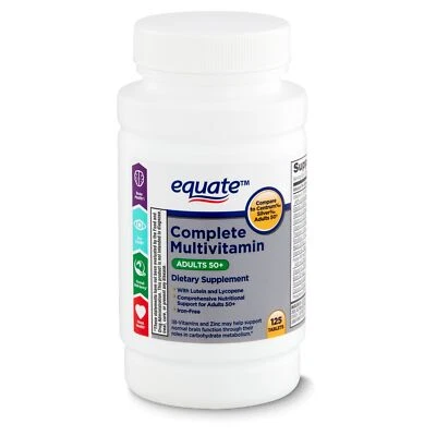 Multivitamínico Completo Equate para Cerebro Corazón y Salud Ocular Adultos 50+125 unidades Foto 1 de 4
