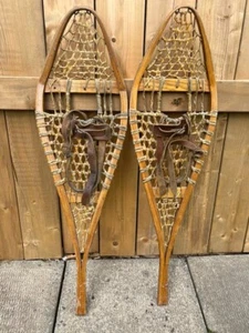 Grandes ZAPATOS DE NIEVE 34" X 10" Fijaciones de Cuero Listo para Usar ZAPATOS DE NIEVE - Imagen 1 de 2